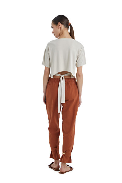 Blackspade Γυναικείο Λινό Παντελόνι 60396 - Καφέ