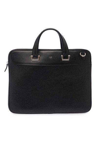 Tergan Black Genuine Leather Men's Briefcase - S1Ev 00021252 -D3H