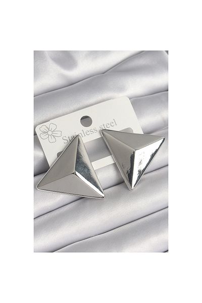 Store Brass Silver Color 3D Triangle Model Women's Earrings - Tj-Bkp10230