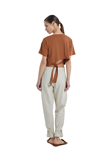 Blackspade Λινό Γυναικείο Παντελόνι 60396 - Μπεζ