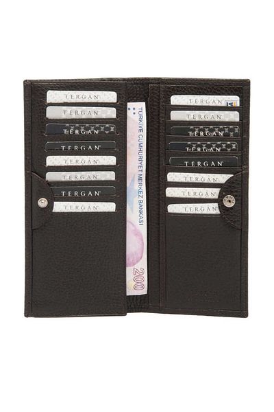 Tergan Ανδρικό πορτοφόλι καφέ από γνήσιο δέρμα - S1ce 00001619 -a42
