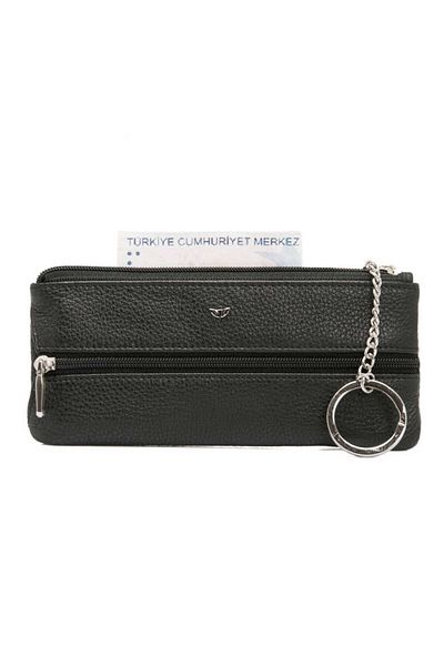 Tergan Black Genuine Leather Unisex Keychain - S1An 00000157 -A6F