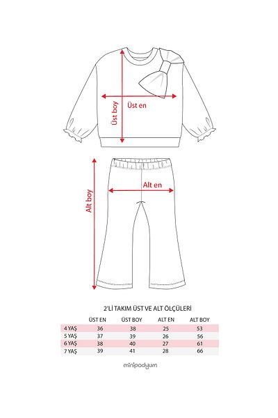 Minipodyum Girl's Mobile Bow Spanish Cut Tights Double Set