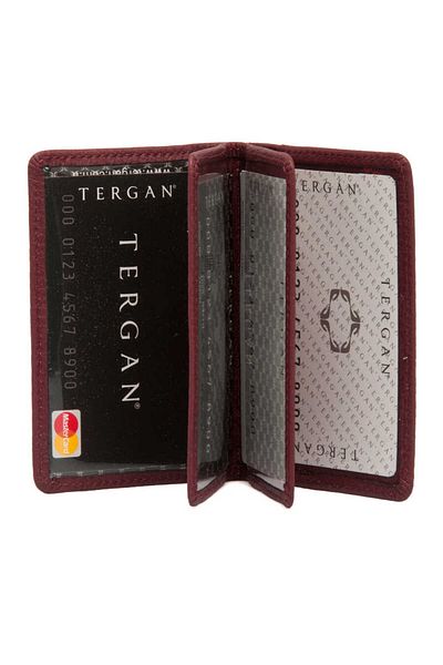Tergan Claret Red Genuine Leather Unisex Credit Card Holder - S1Kk 00001601 -N7I