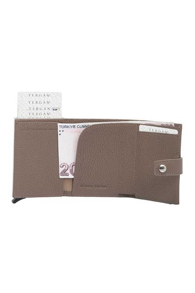 Tergan Θήκη πιστωτικής κάρτας Unisex Γνήσιο Δερμάτινο Μπεζ - S1kk 00000263 -b73