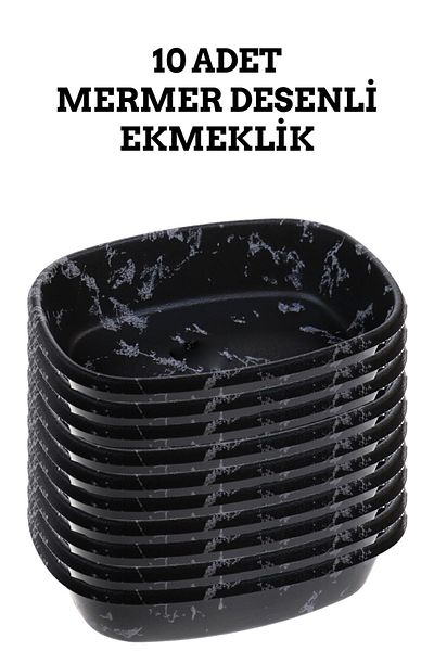 Hesna Natural 10 Pieces Marble Patterned Bread Basket 30X22Cm
