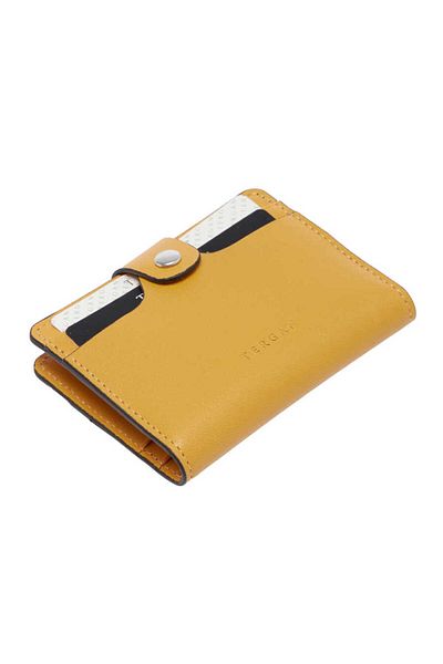 Tergan Yellow Genuine Leather Unisex Credit Card Holder - S1Kk 00001653 -H5G