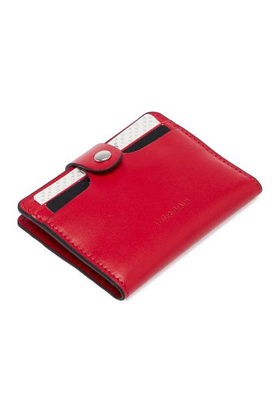 Tergan Red Genuine Leather Unisex Credit Card Holder - S1Kk 00001653 -H4B