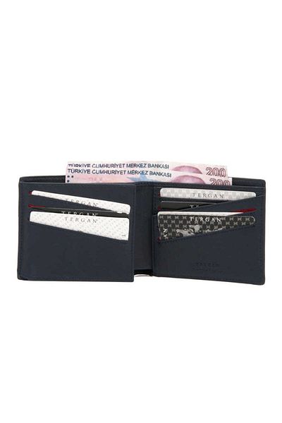 Tergan Navy Blue Genuine Leather Men's Wallet - S1Ce 00001589 -M80