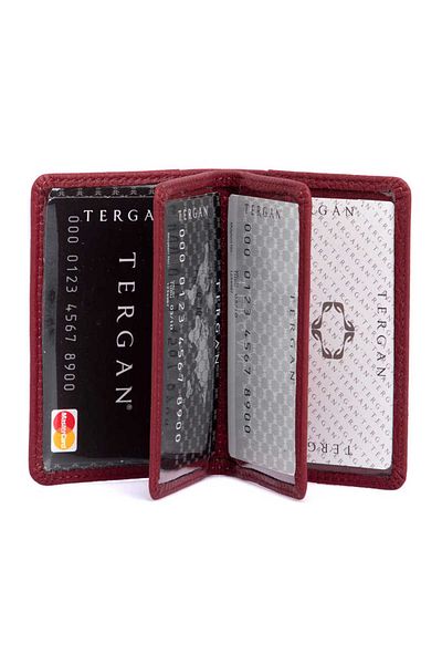 Tergan Claret Red Genuine Leather Unisex Credit Card Holder - S1Kk 00001601 -M71