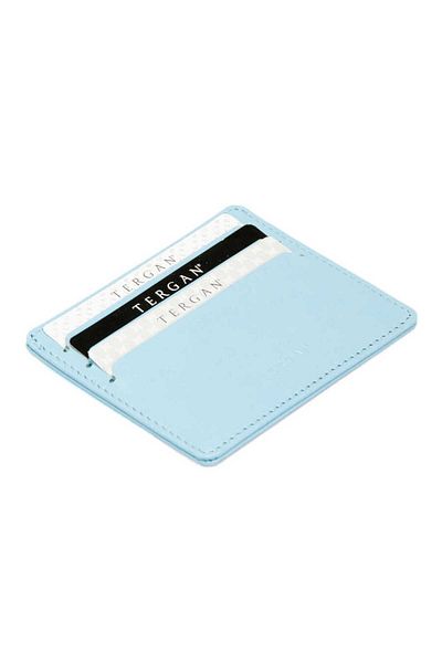 Tergan Blue Genuine Leather Unisex Credit Card Holder - S1Kk 00001050 -M0K