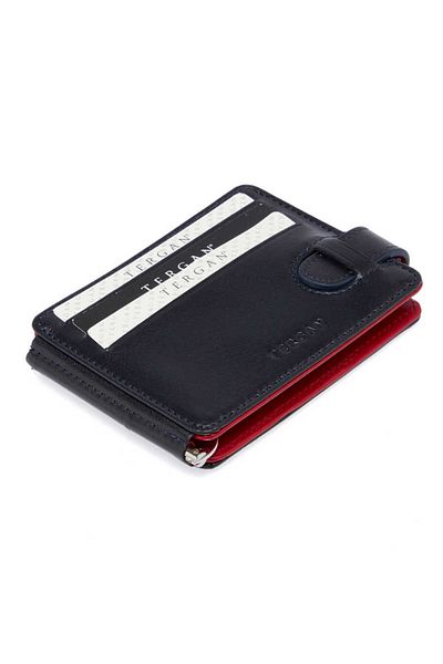 Tergan Navy Blue Genuine Leather Unisex Credit Card Holder - S1Kk 00001637 -Z47