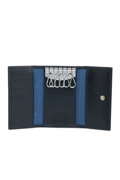 Tergan Navy Blue Genuine Leather Unisex Keychain - S1An 00000057 -H86