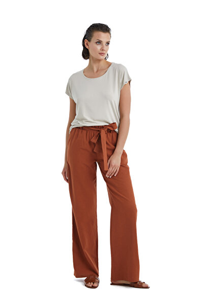 Blackspade Λινό Γυναικείο Παντελόνι 60398 - Καφέ