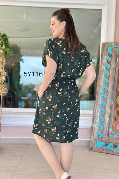 İnce Topuk Gimped Waist Viscose Dress 5Y116