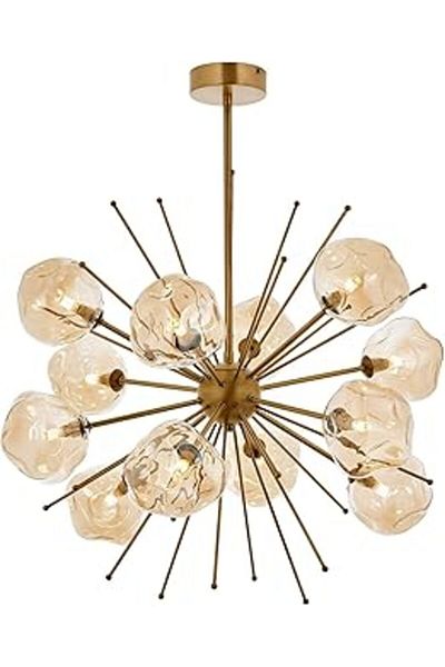 Mu Art Ahşap Avonni Av-60212-13E Antique Finish Modern Chandelier G9 Metal Glass 70cm