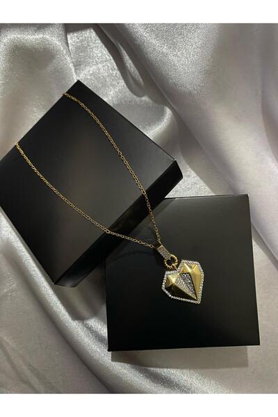 Zirkon taşlı gold kalpli kolye