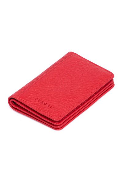 Tergan Red Genuine Leather Unisex Credit Card Holder - S1Kk00001601-B68