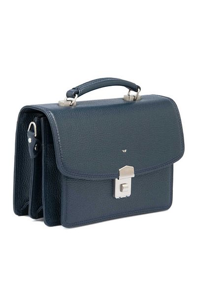 Tergan Navy Blue Leather Men's Portfolio Bag - S1Pc00022133-A38