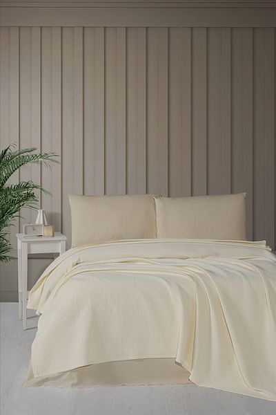CEMETEKS FİRUZE Seamless Closure for Sheets and Pillowcases with Cotton Double Pique Set