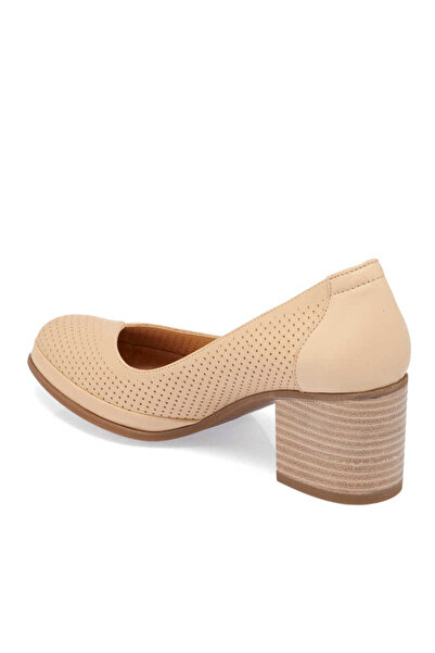 Tergan Bej Hakiki Deri Kadın Topuklu Ayakkabı - K24I1AY67104-A25