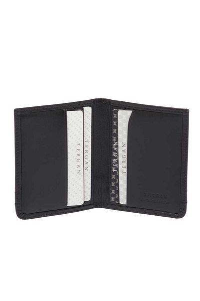 Tergan Black Genuine Leather Unisex Credit Card Holder - S1Kk 00001663 -B06