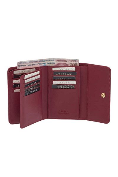 Tergan Claret Red Leather Women's Wallet - S1Cb00005788-K16