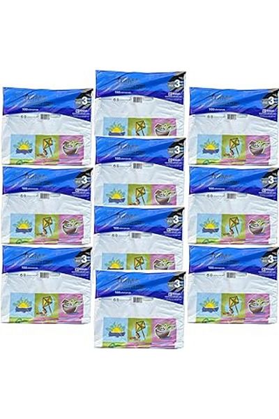 Mu Art Ahşap Arma Printed Mini Block Bag - No: 3-30X50 Cm. - White - 10 Packs of 100 Pieces
