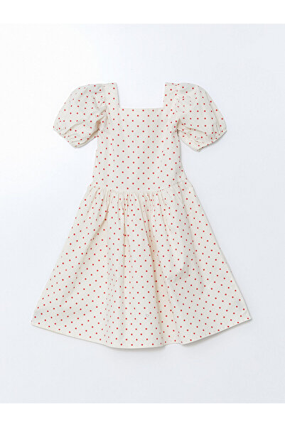 LC Waikiki LCW Παιδικό τετράγωνο γιακά πουά φόρεμα για κορίτσια