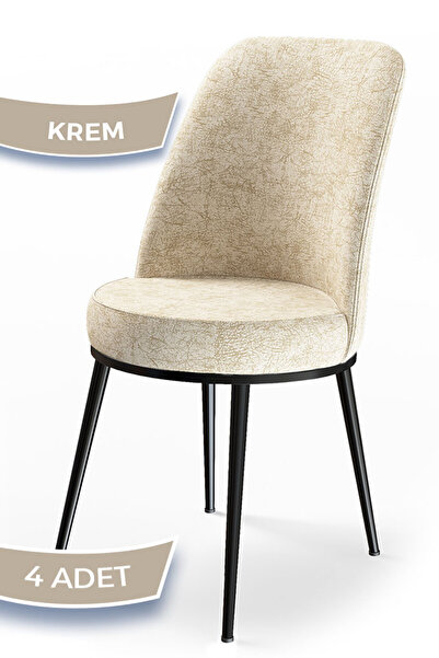 Canisa Concept Dexa Serisi Krem Renk 4 Adet Sandalye, Renk Krem, Ayaklar Siyah