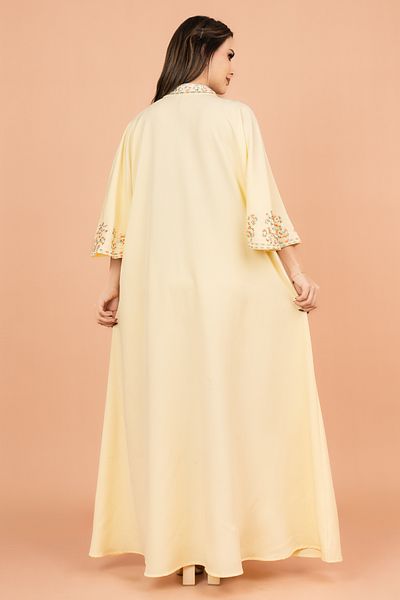 IKKXA FreeSize Solid Jalabiya with Intricate Embroidery
