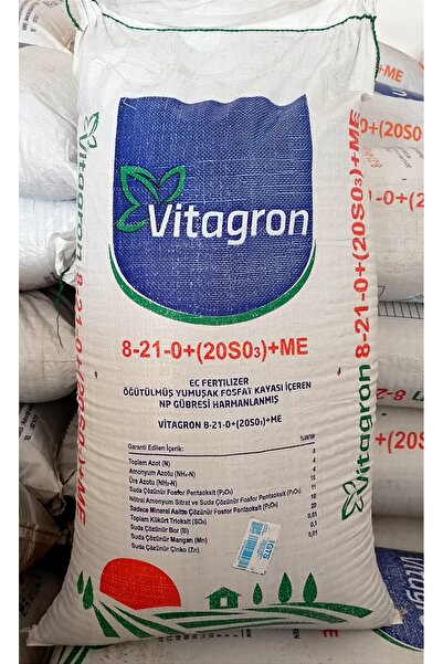 VİTAGRON 8-21-0 (20SO3) Me Leonardit Kompoze Ögütülmüş Yumuşak Fosfat Kayası Içerir - 3 Kg