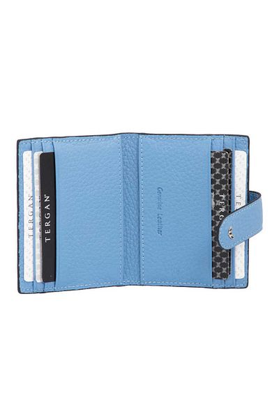 Tergan Blue Genuine Leather Men's Credit Card Holder - S1Kk 00001617 -I6T