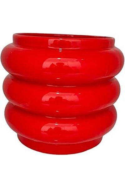 Mu Art Ahşap Plant Design Ceramic Tiered Flower Pot Vase Red Long