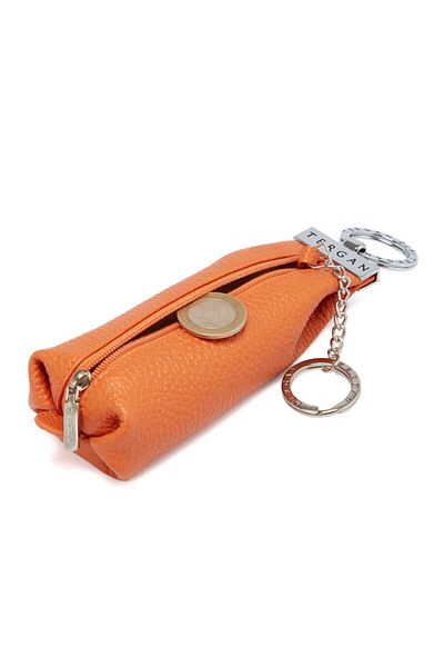 Tergan Orange Genuine Leather Unisex Keychain - S1An 00000193 -J35
