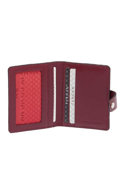 Tergan Claret Red Genuine Leather Unisex Credit Card Holder - S1Kk 00001653 -X31