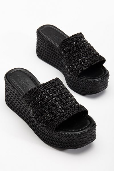 HCO Women's Wedge Heeled Stone Braided Slippers