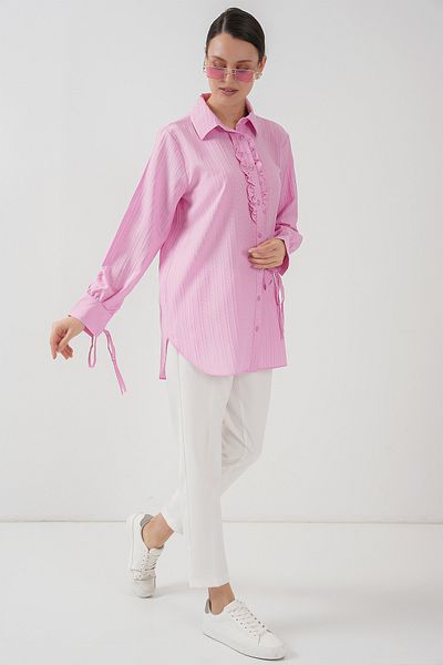Bigdart Frilly Long Shirt Tunic 5953 - Pink