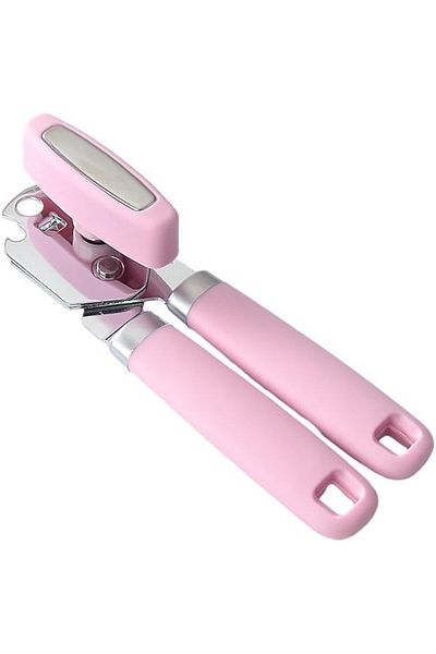 COOYA Manual Heavy Duty Stainless Steel Smooth Edge Can Bottle Openers, Soft Rust Proof Handheld, Pink