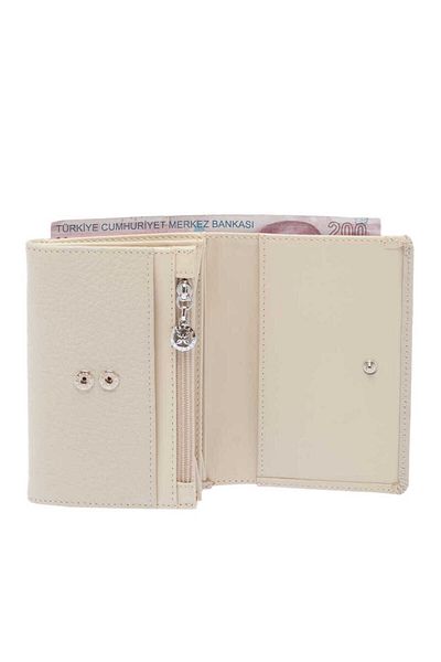 Tergan Beige Leather Women's Wallet - S1Cb00005815-D7M