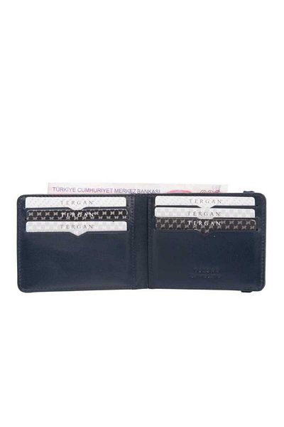 Tergan Navy Blue Genuine Leather Men's Credit Card Holder - S1Kk 00001600 -H86