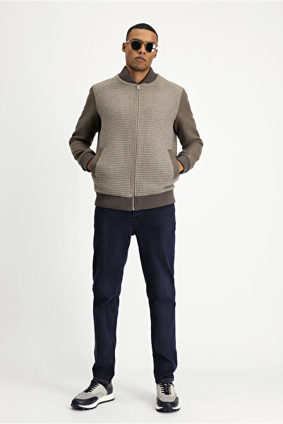 Kiğılı Slim Fit Slim Fit Houndstooth Sports Woolen Bomber Jacket Coat