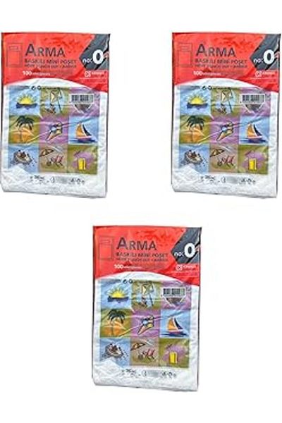 Mu Art Ahşap Arma Printed Mini Block Bag - No: 0-20X30 Cm. - White - 3 Packs of 100 Pieces