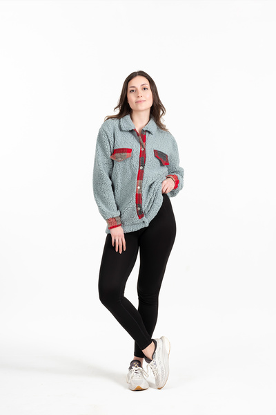 Affaly Жіноча оверсайз плюшева сорочка-куртка – тепла та стильна куртка на ко...