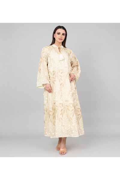 IKKXA Soft Petals Embroidered Jalabiya