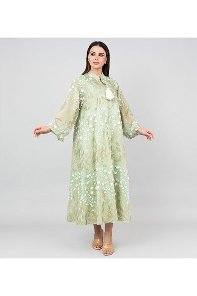 IKKXA Soft Petals Embroidered Jalabiya