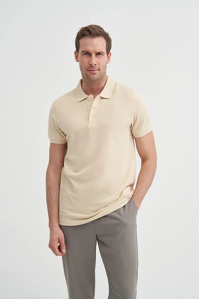 Cazador Μπλουζάκι Polo Neck Slim Fit Pique απλό βαμβακερό μπλουζάκι