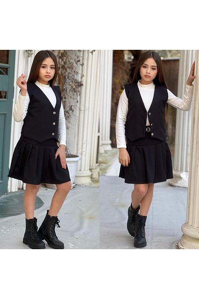 Ysferbutik Girl's Skirt Vest Sweet Belt