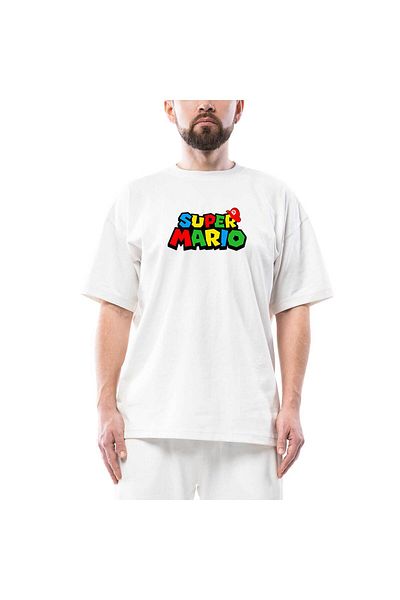 Z zepplin Λευκό μπλουζάκι με λογότυπο Super Mario Oversize