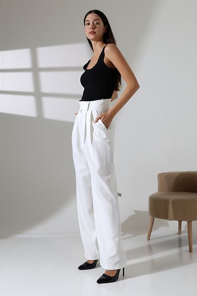 COCOCİX Wide Leg Snap Fastener Model Fabric Trousers